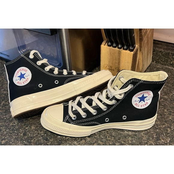 Like New Converse x Comme des Garcons Play Chuck 70 Hi Sneakers - Picture 10 of 12
